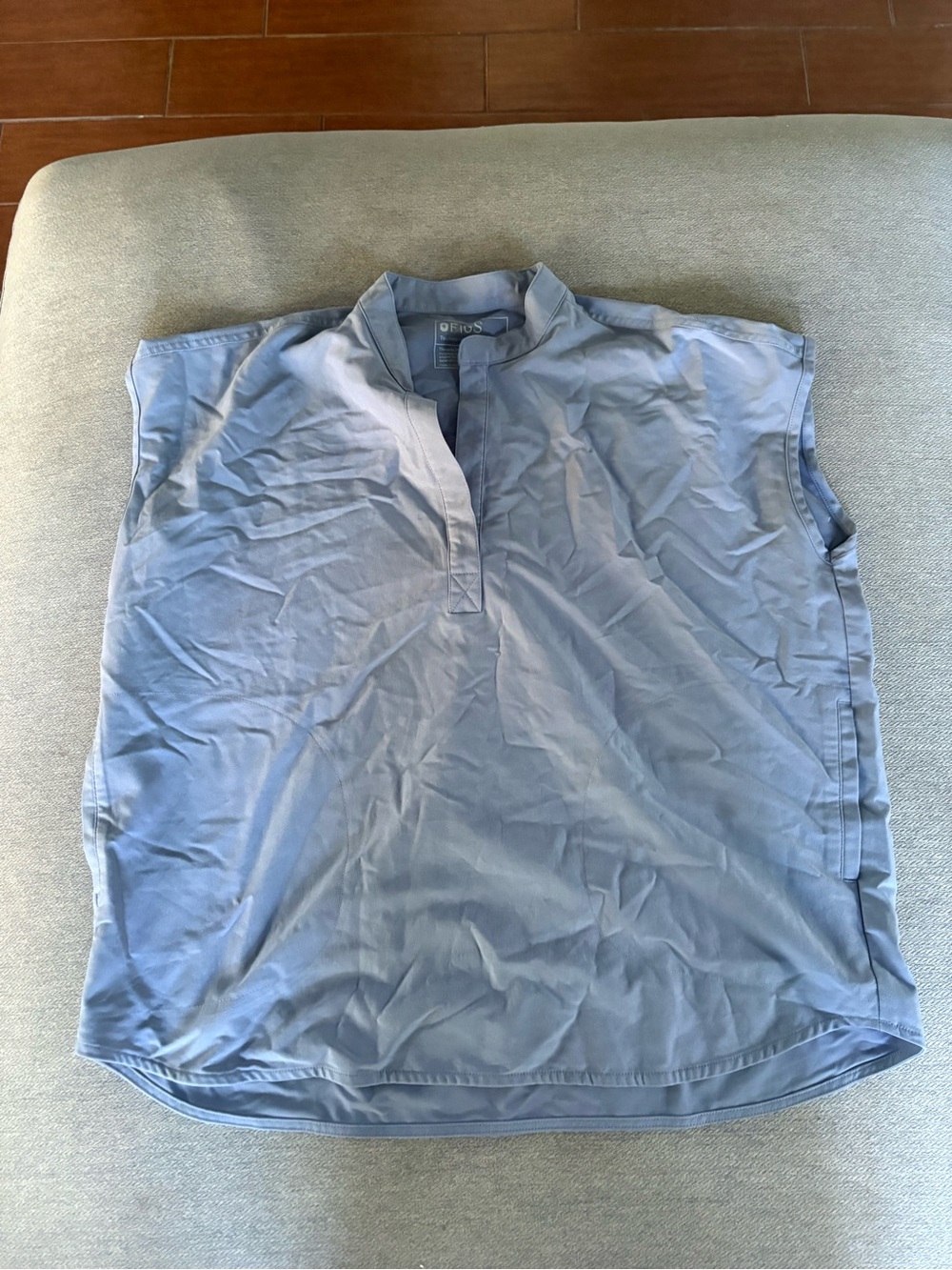 Figs Women's Light Blue Short Sleeve Henley Top
